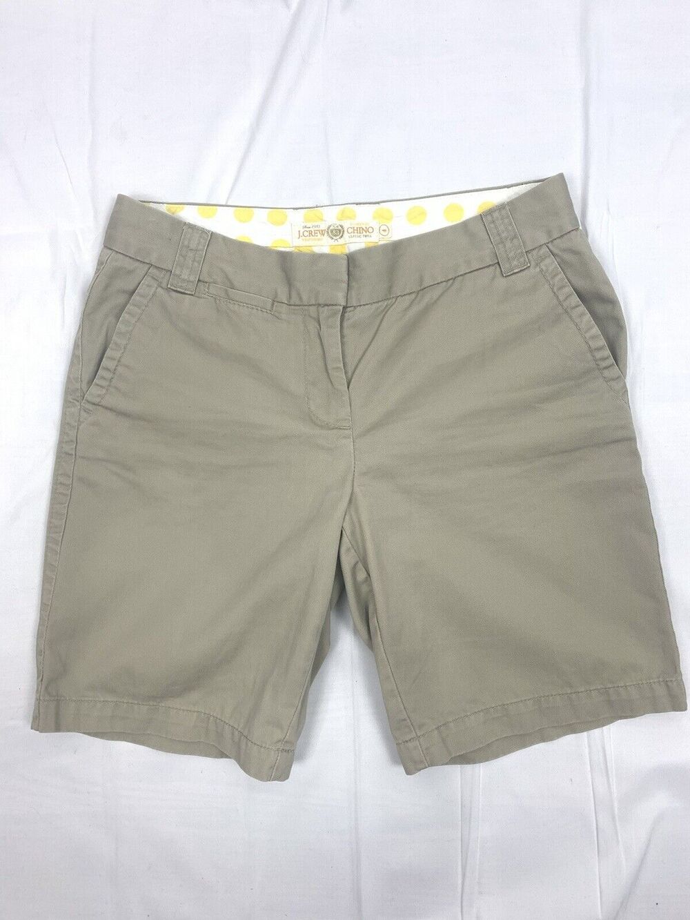 JCrew Women's Tan Khaki Chino Classic Twill Long Short Weathered City Fit 4